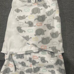 Micro Fleece Halo SleepSack with elephants and colorful clouds